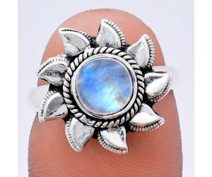 Sun - Rainbow Moonstone Ring size-7 EXR02770 R-1617, 7x7 mm