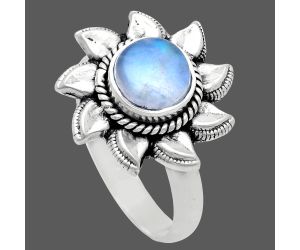 Sun - Rainbow Moonstone Ring size-7 EXR02770 R-1617, 7x7 mm