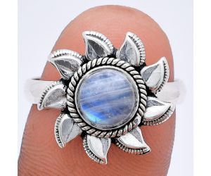 Sun - Rainbow Moonstone Ring size-8.5 EXR02771 R-1617, 7x7 mm