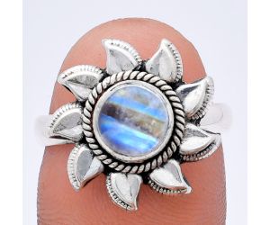 Sun - Rainbow Moonstone Ring size-8 EXR02772 R-1617, 7x7 mm