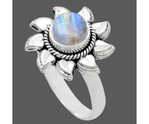 Sun - Rainbow Moonstone Ring size-8 EXR02772 R-1617, 7x7 mm