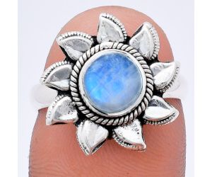 Sun - Rainbow Moonstone Ring size-7 EXR02775 R-1617, 7x7 mm