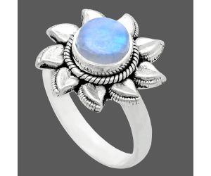 Sun - Rainbow Moonstone Ring size-7 EXR02775 R-1617, 7x7 mm