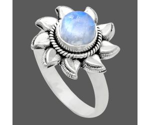 Sun - Rainbow Moonstone Ring size-8 EXR02778 R-1617, 7x7 mm