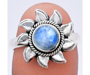 Sun - Rainbow Moonstone Ring size-8.5 EXR02779 R-1617, 7x7 mm