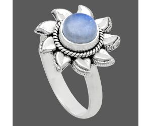 Sun - Rainbow Moonstone Ring size-8.5 EXR02779 R-1617, 7x7 mm