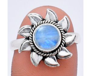 Sun - Rainbow Moonstone Ring size-9 EXR02785 R-1617, 7x7 mm