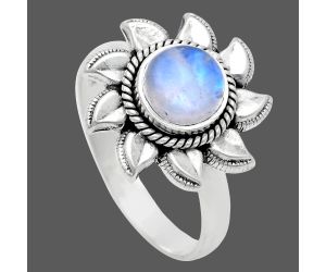 Sun - Rainbow Moonstone Ring size-9 EXR02785 R-1617, 7x7 mm