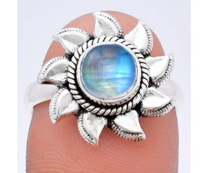 Sun - Rainbow Moonstone Ring size-8 EXR02789 R-1617, 7x7 mm