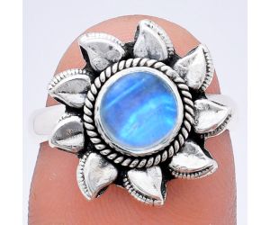 Sun - Rainbow Moonstone Ring size-7 EXR02795 R-1617, 7x7 mm