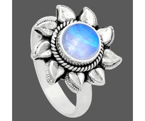 Sun - Rainbow Moonstone Ring size-7 EXR02795 R-1617, 7x7 mm