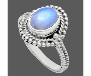 Rainbow Moonstone Ring size-7 EXR02808 R-1729, 7x9 mm