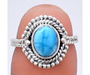 Larimar (Dominican Republic) Ring size-6 EXR02815 R-1729, 7x9 mm