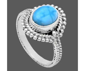 Larimar (Dominican Republic) Ring size-6 EXR02815 R-1729, 7x9 mm