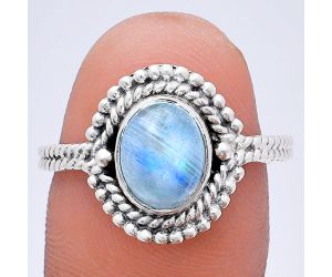 Rainbow Moonstone Ring size-9 EXR02816 R-1729, 7x9 mm