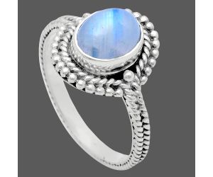 Rainbow Moonstone Ring size-9 EXR02816 R-1729, 7x9 mm