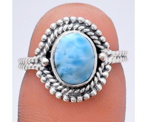 Larimar (Dominican Republic) Ring size-6 EXR02822 R-1729, 7x9 mm