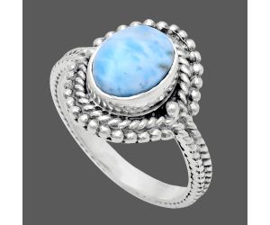 Larimar (Dominican Republic) Ring size-6 EXR02822 R-1729, 7x9 mm