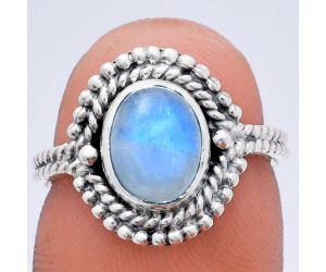 Rainbow Moonstone Ring size-6 EXR02823 R-1729, 7x9 mm