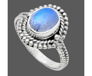 Rainbow Moonstone Ring size-6 EXR02823 R-1729, 7x9 mm