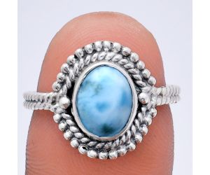 Larimar (Dominican Republic) Ring size-7 EXR02827 R-1729, 7x9 mm