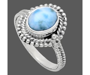 Larimar (Dominican Republic) Ring size-7 EXR02827 R-1729, 7x9 mm