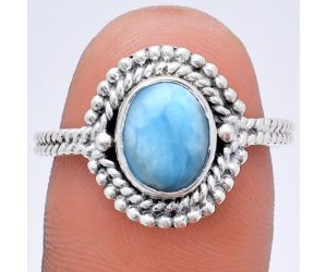 Larimar (Dominican Republic) Ring size-8.5 EXR02828 R-1729, 7x9 mm