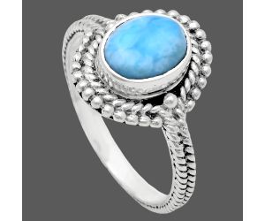 Larimar (Dominican Republic) Ring size-8.5 EXR02828 R-1729, 7x9 mm