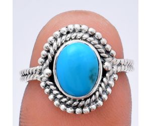 Sleeping Beauty Turquoise Ring size-6 EXR02830 R-1729, 7x9 mm