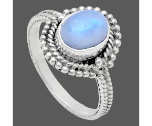 Rainbow Moonstone Ring size-8 EXR02832 R-1729, 7x9 mm