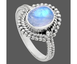 Rainbow Moonstone Ring size-7 EXR02834 R-1729, 7x9 mm