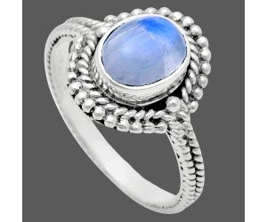 Rainbow Moonstone Ring size-8.5 EXR02836 R-1729, 7x9 mm