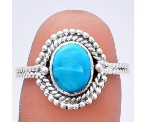 Sleeping Beauty Turquoise Ring size-9 EXR02837 R-1729, 7x9 mm