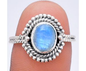 Rainbow Moonstone Ring size-8 EXR02838 R-1729, 7x9 mm