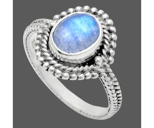 Rainbow Moonstone Ring size-8 EXR02838 R-1729, 7x9 mm