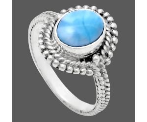 Larimar (Dominican Republic) Ring size-7 EXR02839 R-1729, 7x9 mm