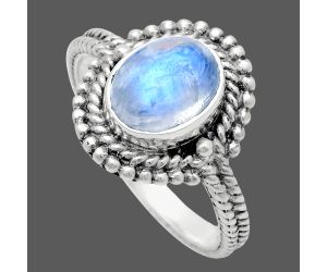 Rainbow Moonstone Ring size-8 EXR02841 R-1729, 7x9 mm