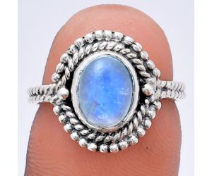 Rainbow Moonstone Ring size-6 EXR02842 R-1729, 7x9 mm