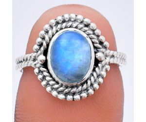 Rainbow Moonstone Ring size-6 EXR02844 R-1729, 7x9 mm