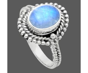 Rainbow Moonstone Ring size-6 EXR02844 R-1729, 7x9 mm