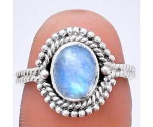 Rainbow Moonstone Ring size-7 EXR02847 R-1729, 7x9 mm