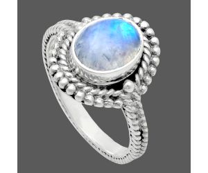 Rainbow Moonstone Ring size-7 EXR02847 R-1729, 7x9 mm