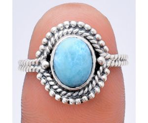 Larimar (Dominican Republic) Ring size-7 EXR02849 R-1729, 7x9 mm