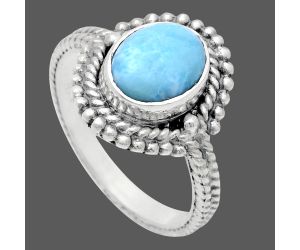 Larimar (Dominican Republic) Ring size-7 EXR02849 R-1729, 7x9 mm