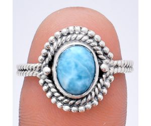 Larimar (Dominican Republic) Ring size-7.5 EXR02851 R-1729, 7x9 mm