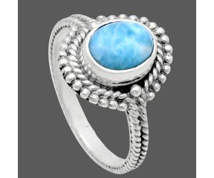 Larimar (Dominican Republic) Ring size-7.5 EXR02851 R-1729, 7x9 mm