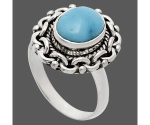 Sleeping Beauty Turquoise Ring size-6 EXR02873 R-1667, 7x9 mm