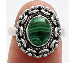 Malachite Eye Ring size-7 EXR02877 R-1667, 7x9 mm