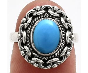 Sleeping Beauty Turquoise Ring size-6 EXR02881 R-1667, 7x9 mm