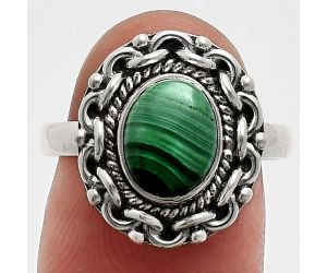 Malachite Eye Ring size-8 EXR02889 R-1667, 7x9 mm